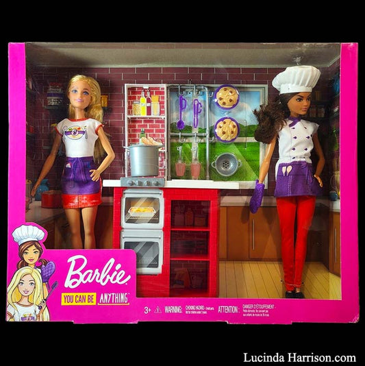2019 Barbie You Can Be Anything 2 Dolls Chef & Waitress Kitchen W/Accessories
